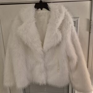 Elegant White Faux Fur Jacket